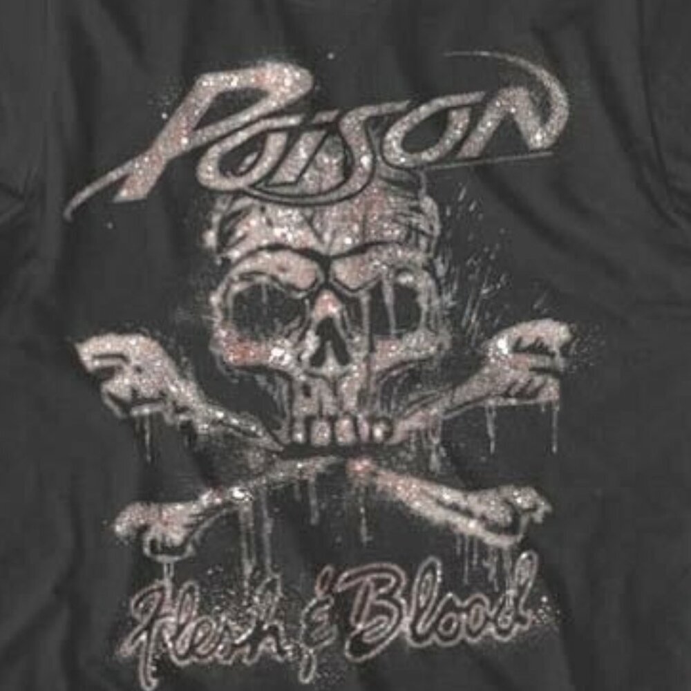 Poison Flesh  Blood World Tour Graphic Rock Music Concert T-Shirt 17 - Picture 2 of 6